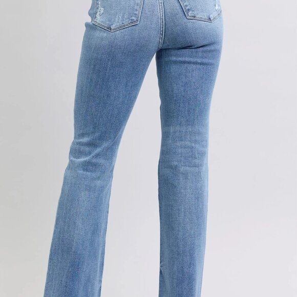 Judy Blue Full Size Raw Hem High Rise Bootcut Jeans - Picture 2 of 3